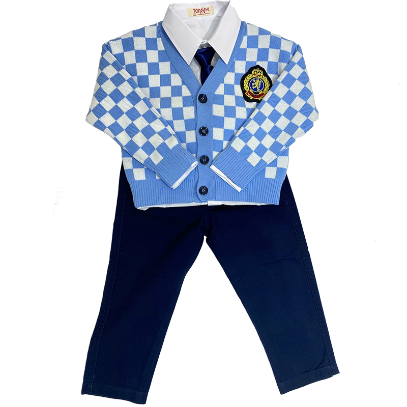 童狮校服班服园服春季细格子套装