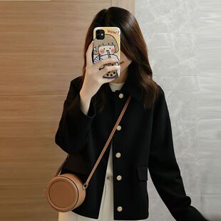 2026新款今年流行爆款黑色翻领气质高级感棒球服夹克外套女春秋款