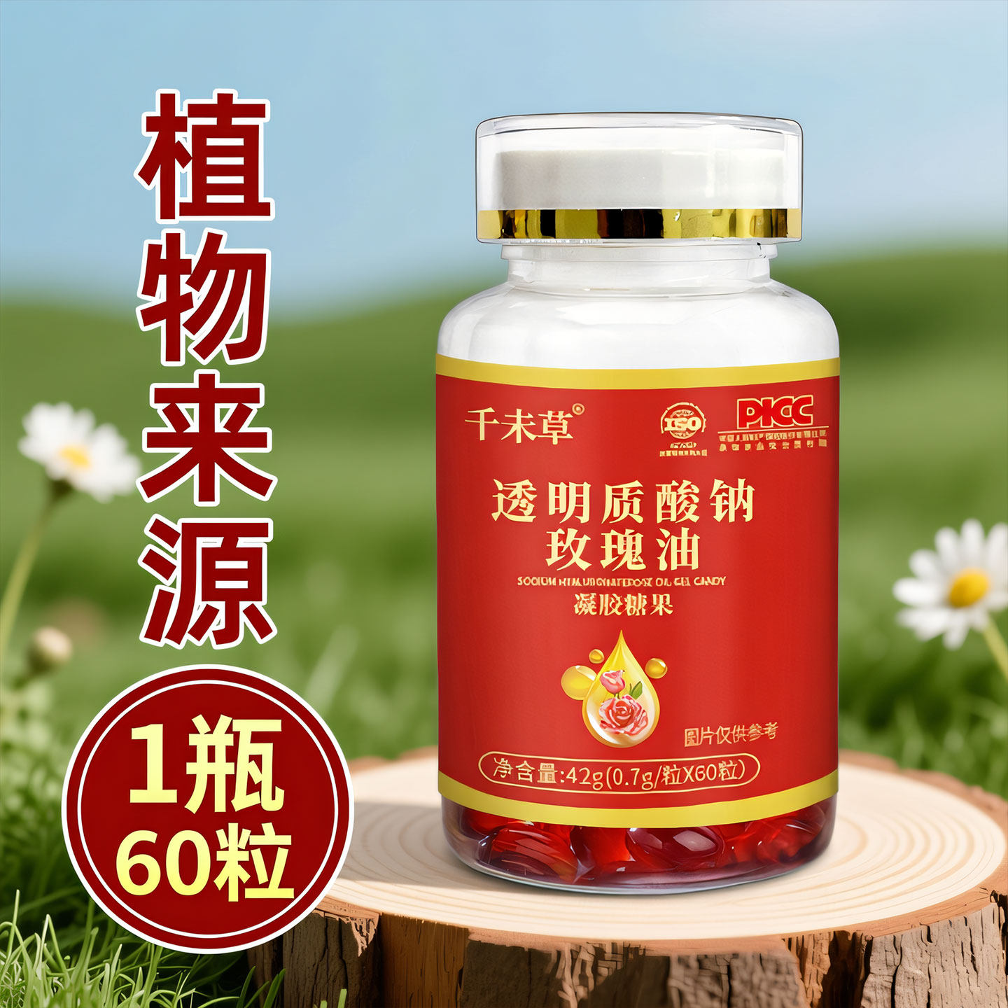 透明质酸钠玫瑰油沙棘浓缩精华软胶囊型口服天然植物无糖正品