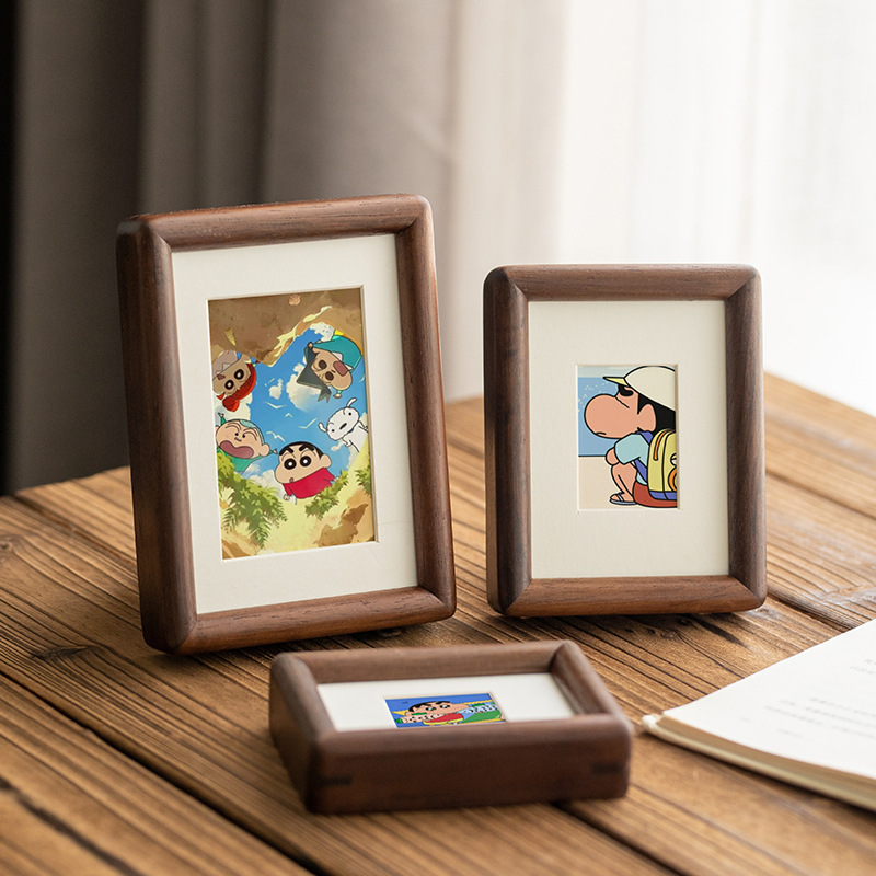 实木榫卯小相框黑胡桃圆角装裱框