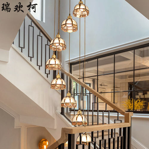 现货全铜美式复式楼吊灯免费试用
