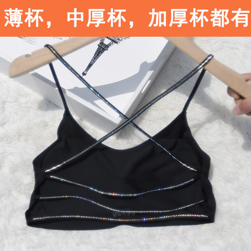 美背文胸性感无钢圈薄款吊带冰丝裹胸聚拢打底带胸垫少女抹胸内衣