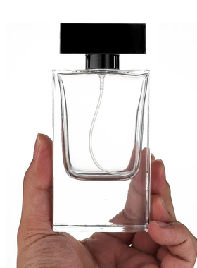 宇兮YUXI 香水瓶厚底喷雾化妆品透明空瓶子黑色T型盖扁方形玻璃瓶