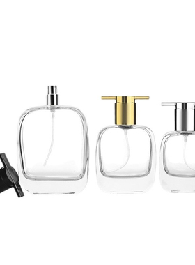 宇兮YUXI 卡口按压喷雾香水瓶扁方圆肩厚底玻璃瓶化妆品分装空瓶