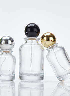 宇兮YUXI 圆柱形香水空瓶化妆瓶透明喷雾瓶球形盖厚底香水玻璃瓶