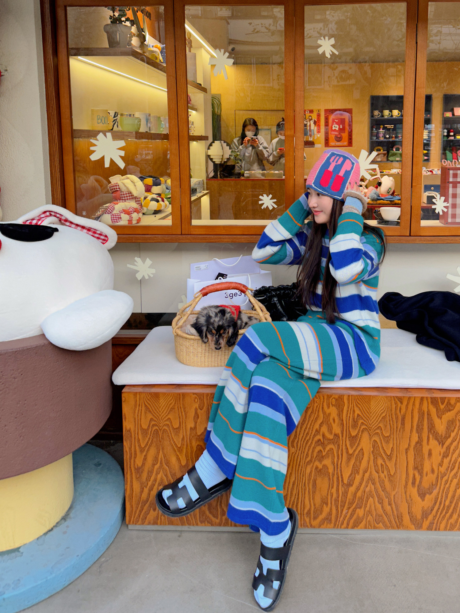 TZCO山羊绒原创拼色海岛针织套装