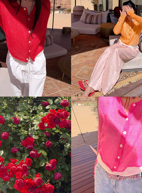 TZCO 25秋「色彩外搭」康宝莱超幼马海毛手工钩边元气针织开衫