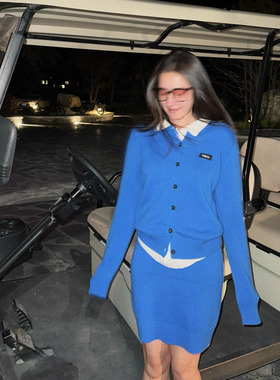 TZCO 24秋「克莱因套装」100%美丽诺羊毛超绝宝蓝色针织开衫半裙