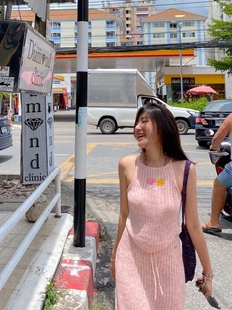 TZCO 23夏「水蜜桃」康宝莱高端华丽段染珠片亚麻纱吊带短裙套装