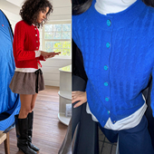 中古时髦新年毛衣康赛妮30%山羊绒 TZCO 卷边绞花毛衣 多色