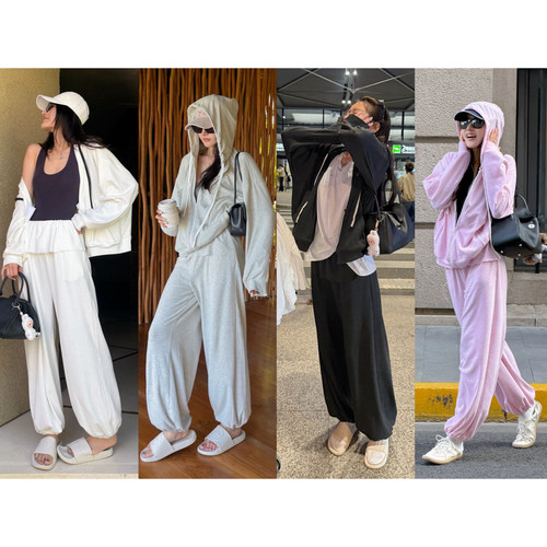 TZCO 26SS 高级白开水穿搭 纯棉磨毛运动套装 机场旅行b备休闲服