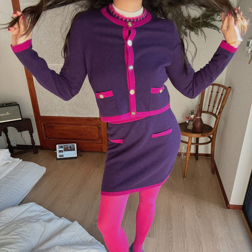 TZCO羊毛羊绒2023冬拼色针织