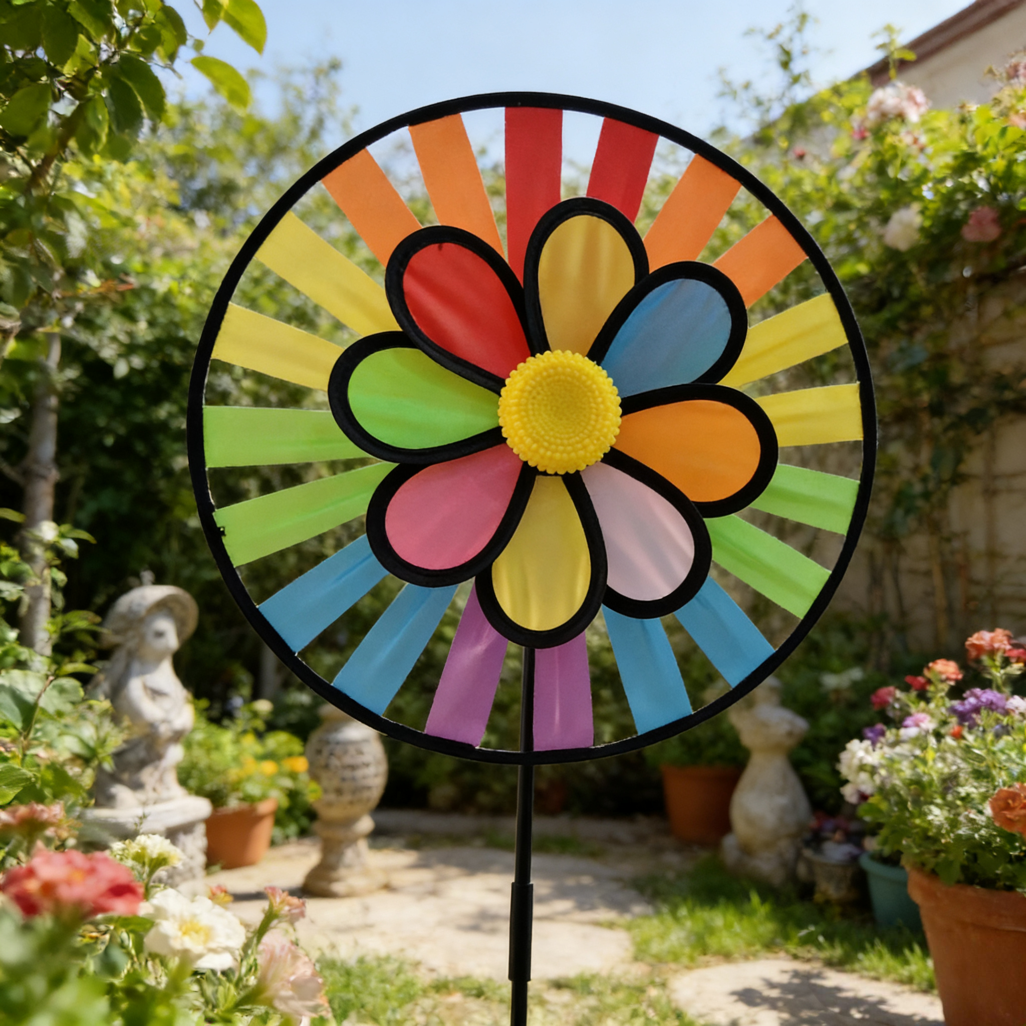 36cm大号转盘布艺风车七彩户外装饰庭院装扮儿童玩具礼品摆摊新年