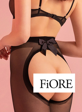 欧美FiORE CUTE DREAM 20D缎面蝴蝶结臀部镂空性感诱惑开裆连裤袜