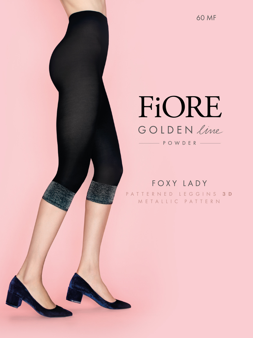 超弹舒适Fiore Foxy Lady 60D银葱袜口肉色七分裤袜运动紧身袜