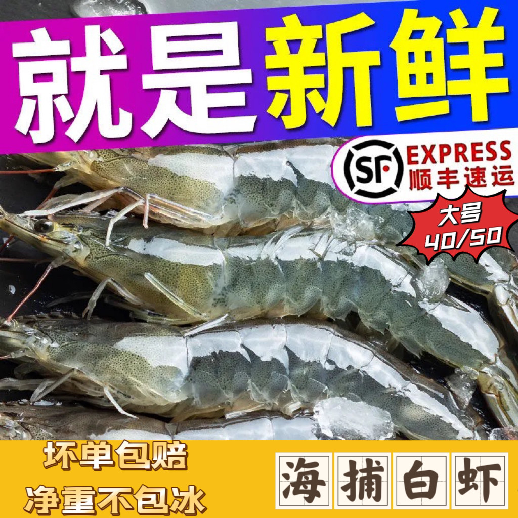 【大号】  海鲜白虾鲜活急冻海虾大虾水产基围虾虾仁海捕 顺丰