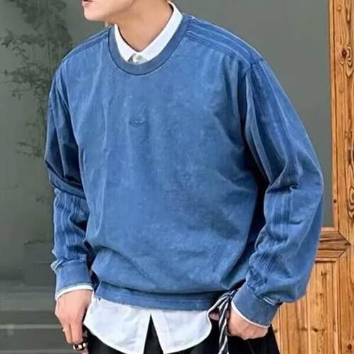 adidas/阿迪达斯三叶草男装运动针织圆领长袖百搭休闲T恤 KA6760