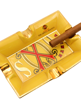 进口富恩特fuente原装陶瓷雪茄烟灰缸 西班牙手工4位多人黄色限量