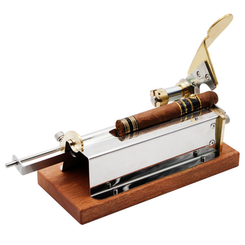 Lafuli台式雪茄裁刀艾灸艾条刀 大环径实木底座断头台铡刀裁床