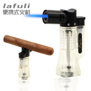 包邮 Lafuli便携雪茄打火机 白色透明防风充气艾灸烧烤香点火喷枪
