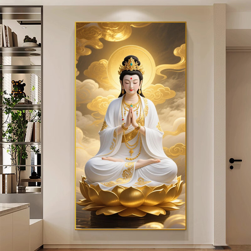 坐莲观音十字绣2025新款佛像人物手工刺绣客厅装饰挂画观音菩萨图片