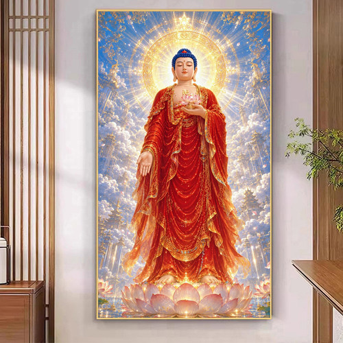 西方三圣十字绣新款线绣阿弥陀佛菩萨家用佛像线绣手工刺绣套件