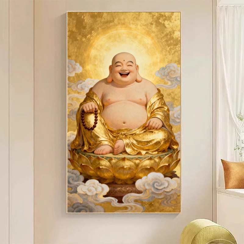弥勒佛十字绣新款手工自己绣客厅笑口常开佛像金身贴钻弥勒佛画像