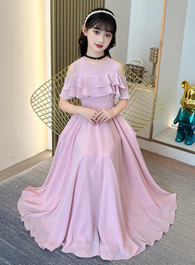 女童碎花长款连衣裙夏季2026新款儿童女夏天沙滩裙子女孩雪纺夏装