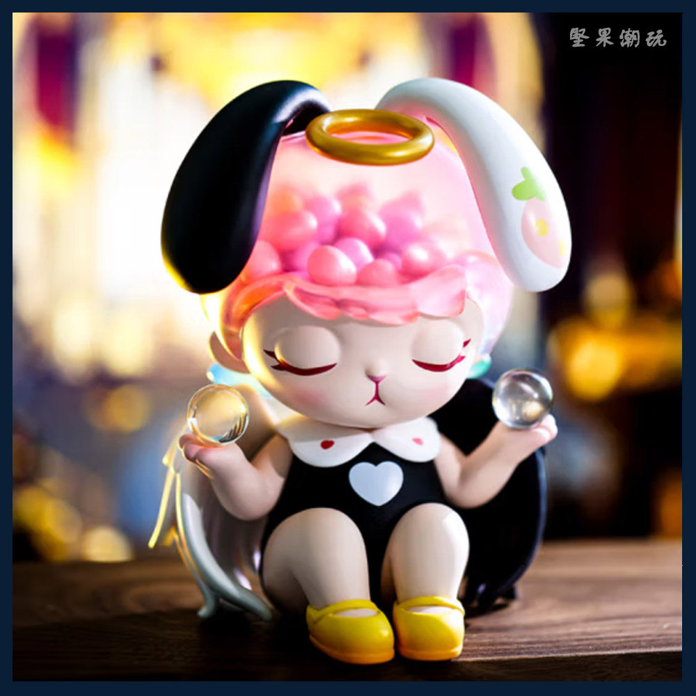 泡泡玛特BUNNY黑白天使大号手办
