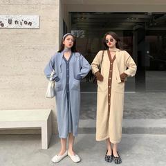 Real price single breasted long sleeve dress in autumn and winter