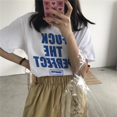 Real price original suzerain versatile simple letter printed lovers short sleeve T-shirt