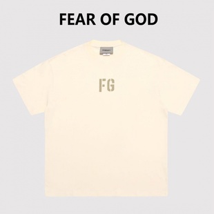 ESSENTIALS AMG 主线FG植绒字母男女宽松情侣休闲圆领短袖T恤