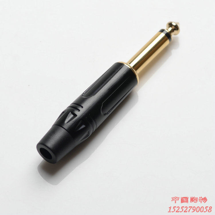 吉诚 大二芯 6.35话筒插头调音台6.5接头 安费诺款 吉他接头