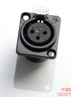 黑色金针金属母卡农座k3p座子小方座JCNC3FDM3-H-B卡龙插座三芯座