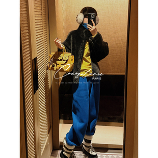 500g重磅加绒加厚休闲简约束脚卫裤 秋冬新款 女804K M6卫裤 韩彬彬