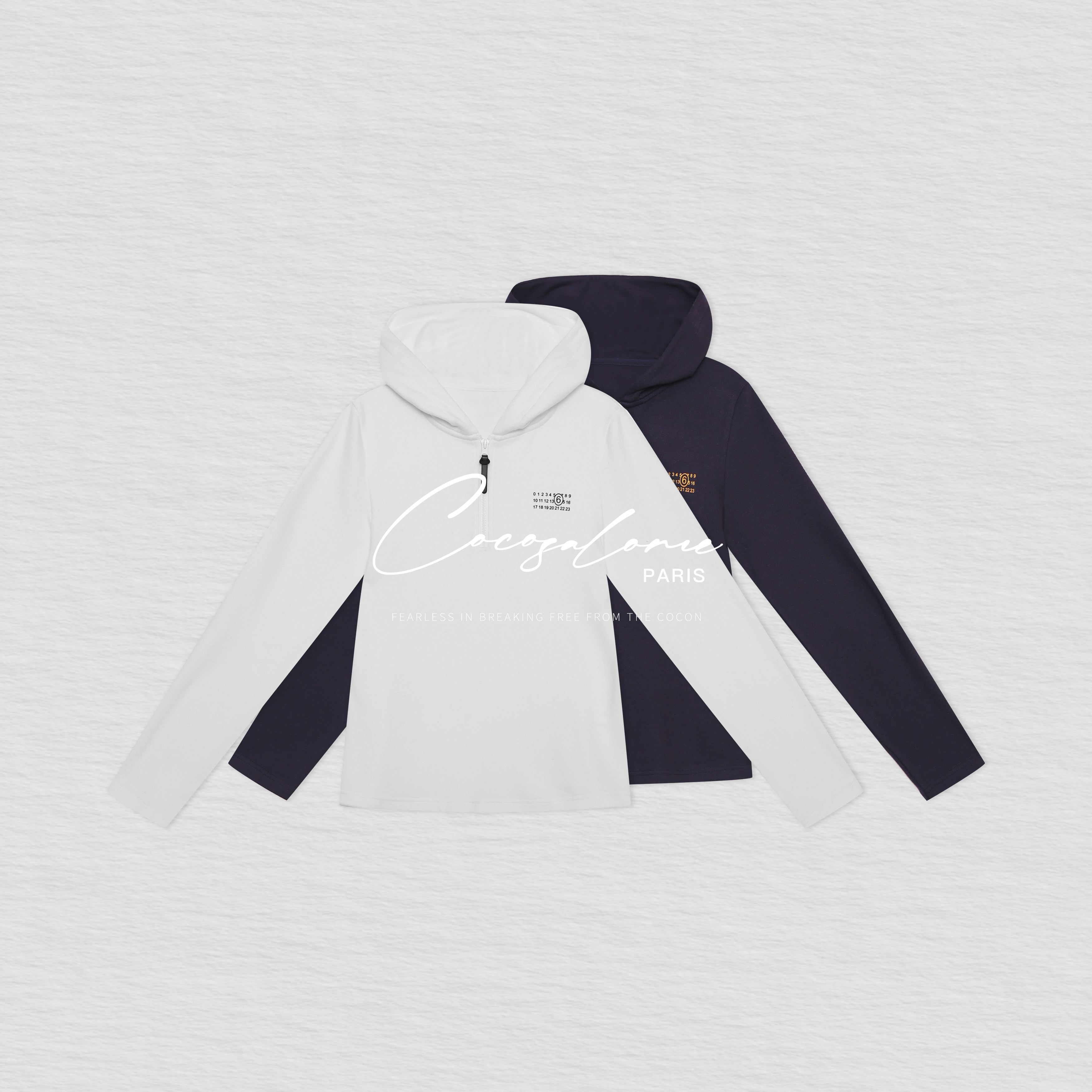 柔软亲肤半拉链连帽打底长袖