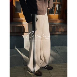 400g重磅抽绳松紧腰通勤休闲卫裤 秋冬新款 女751W 校服卫裤 韩彬彬