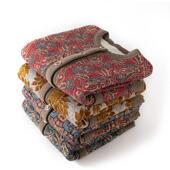 奶奶秋冬印花气质开衫 纽扣加绒妈妈休闲短外套女上衣服 显瘦保暖款