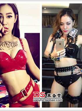 夜店酒吧dsdj歌手领舞gogo演出服性感爵士现代舞铆钉三件套舞台装