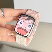 适用于苹果手表S11applewatch10编织表带透气运动夏天S9尼龙表带iwatch8代se3 ultra3弹力腕带s7