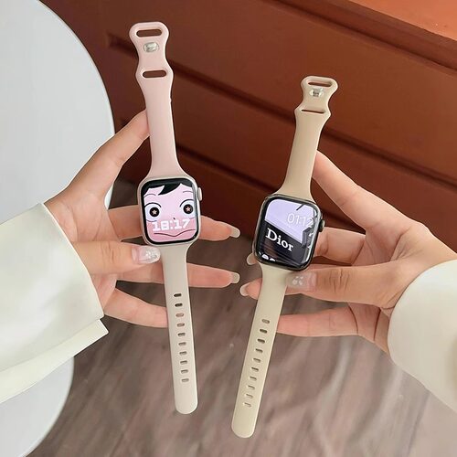 撞色硅胶小蛮腰蝴蝶扣表带