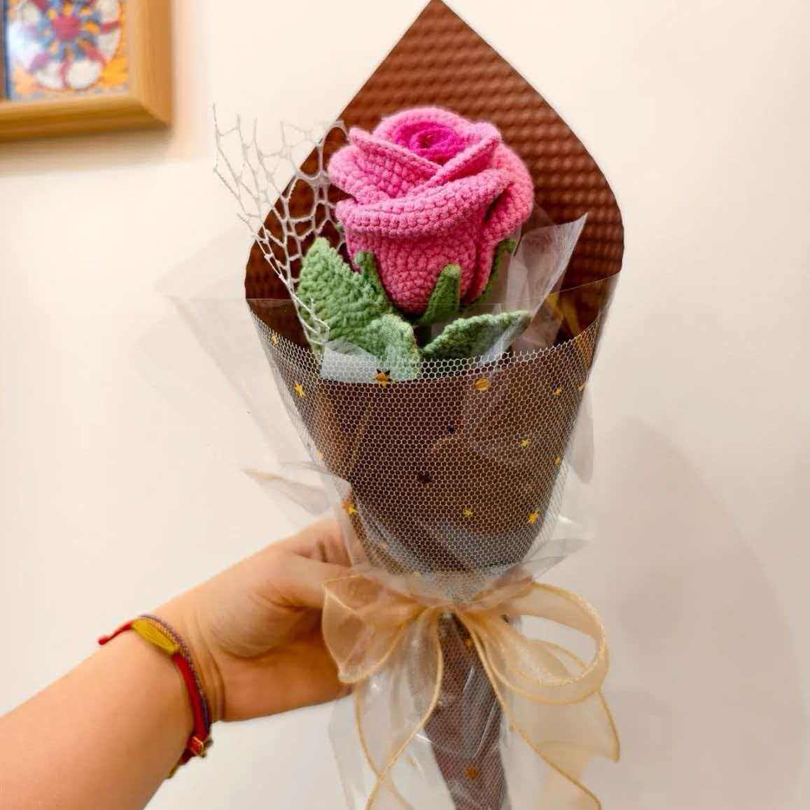 手工毛线花成品单只花束针织花向日葵情人节礼物送女友礼物送男友