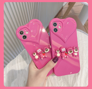 光面大爱心立体公仔iPhone17Promax手机壳适用苹果12/11/13保护套