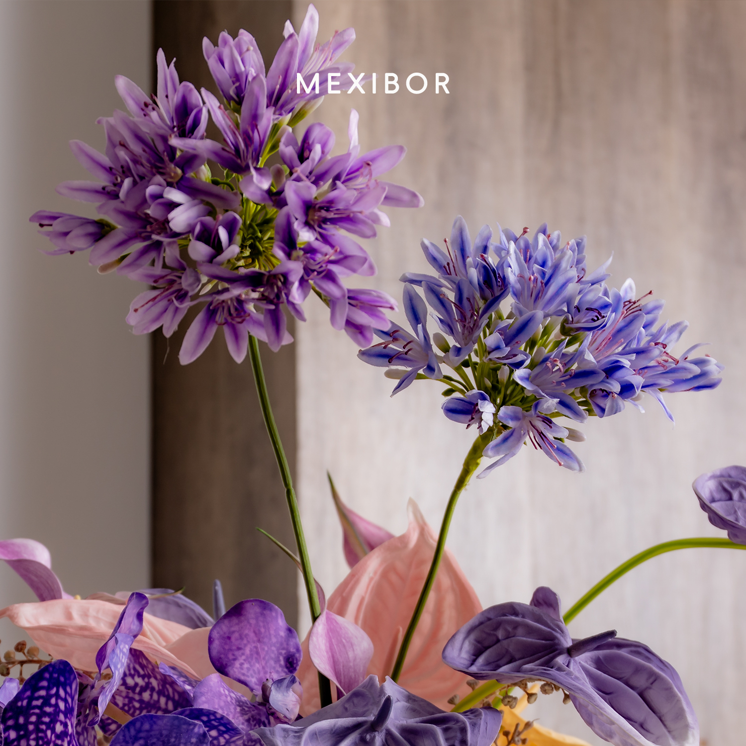 mexibor紫君子兰仿真花居家摆花