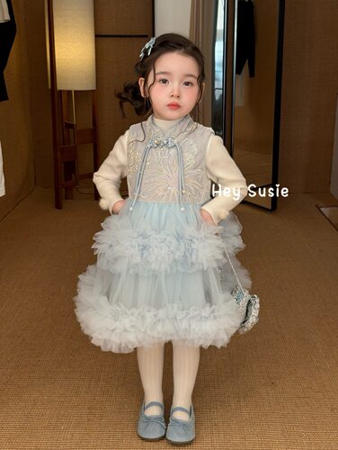苏西susie女童26秋冬新款韩版时尚潮新中式国风旗袍裙打底衫套装