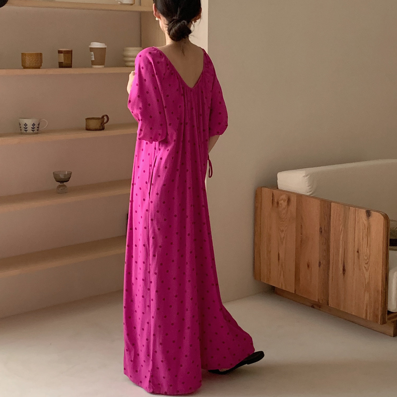 口袋夏季腰带新款棉绸波点慵懒风