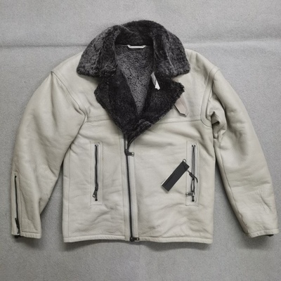 皮毛一体男修身皮衣机车皮夹克