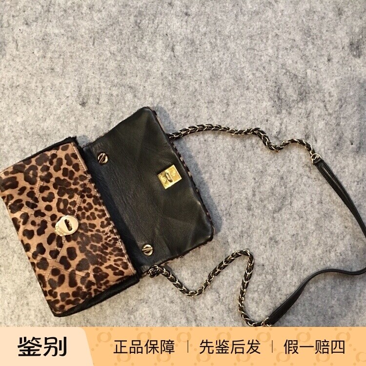 德国调货Ferragamo菲拉格慕豹纹皮草链条包女单肩小包手包拎包