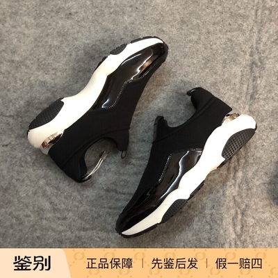 德国调货Ferragamo菲拉格慕黑色面白底弹力布面套脚休闲运动鞋
