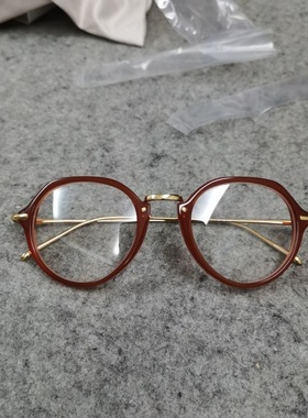 美国采购新品LINDA FARROW复古橙色细边圆框板材中性眼镜架眼镜框